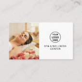 Spa Wellness Center Custom Logo Photo QR White Visitenkarte (Vorderseite)