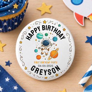 Space-Abenteuer 1. Geburtstag Weltraum-Party Button