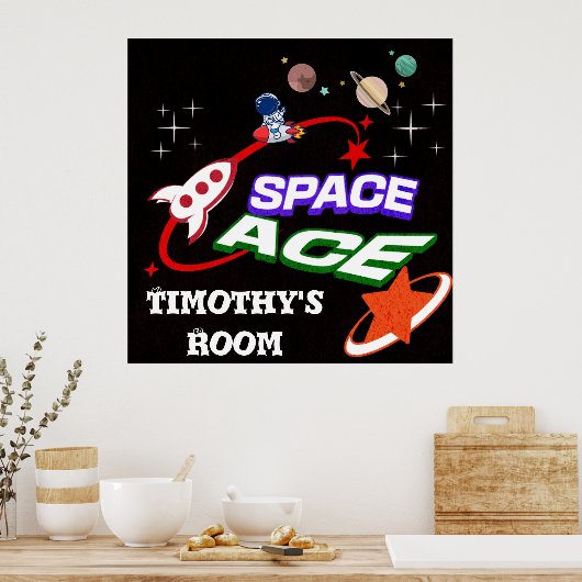 Space Ace Kid's Room Editable Poster (Küche)
