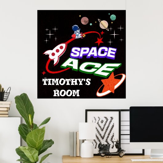 Space Ace Kid's Room Editable Poster (Heimbüro)