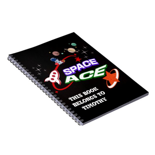 Space Ace | Planeten | Sterne | Rakete | bearbeitb Notizblock (Rechte Seite)