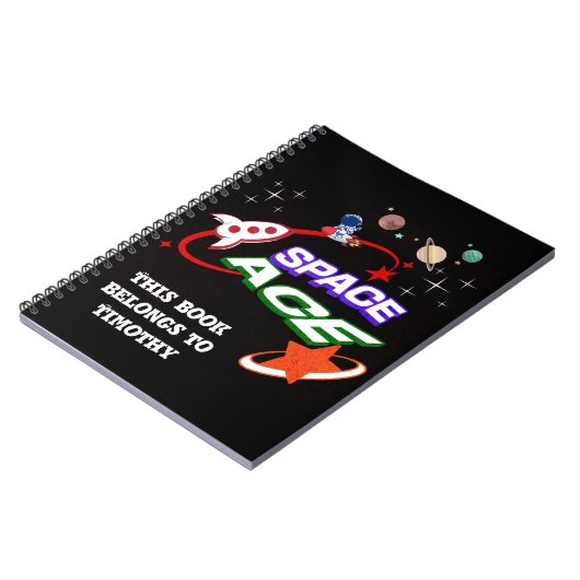 Space Ace | Planeten | Sterne | Rakete | bearbeitb Notizblock (Linke Seite)