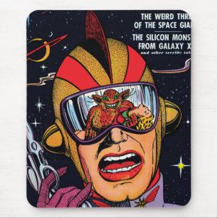 Space Action #2 Vintage Sci-Fi-Comic-Book-Cover Mousepad