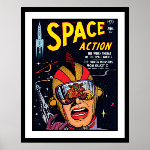 Space Action #2 Vintage Sci-Fi-Comicbook-Cover Poster