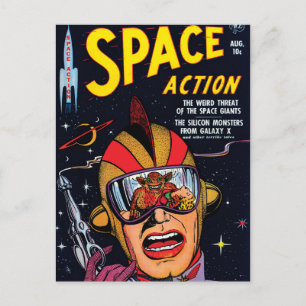 Space Action #2 Vintage Sci-Fi-Comicbook-Cover Postkarte