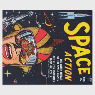 Space Action #2 Vintages Sci Fi Comic Buchcover Geschenkpapier