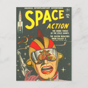 SPACE ACTION Coolle Vintage-Comic-Book-Cover-Art Postkarte