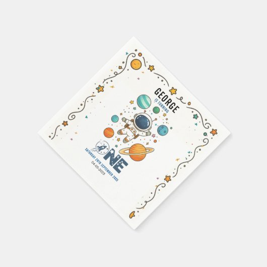 Space Adventure 1st Birthday | Outer Space Party Serviette (Ecke)