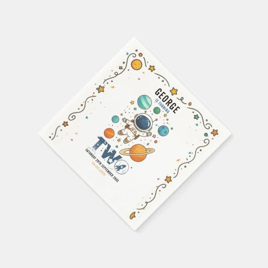 Space Adventure 2nd Birthday | Outer Space Party Serviette (Ecke)