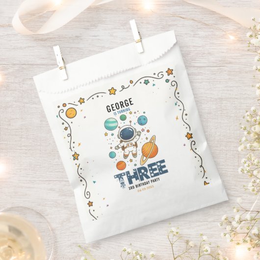 Space Adventure 3rd Birthday | Outer Space for Kid Geschenktütchen (Ausgeschnitten)