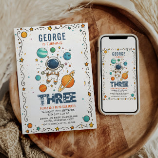 Space Adventure 3rd Birthday | Outer Space Party Einladung