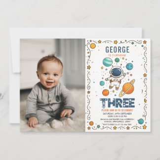 Space Adventure 3rd birthday | Outer Space photo Einladung