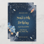  Space Adventure Birthday Invitation | Watercolor Einladung (Vorne/Hinten)