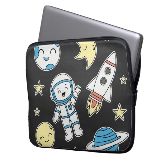 Space Adventure Cartoon - Notebook-Sleeve-Design Laptopschutzhülle (Vorderseite Links)