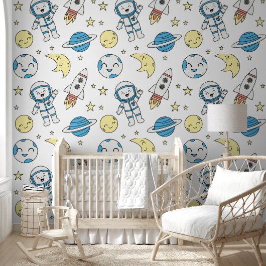 Space Adventure Cartoon Tapete (Kinder)