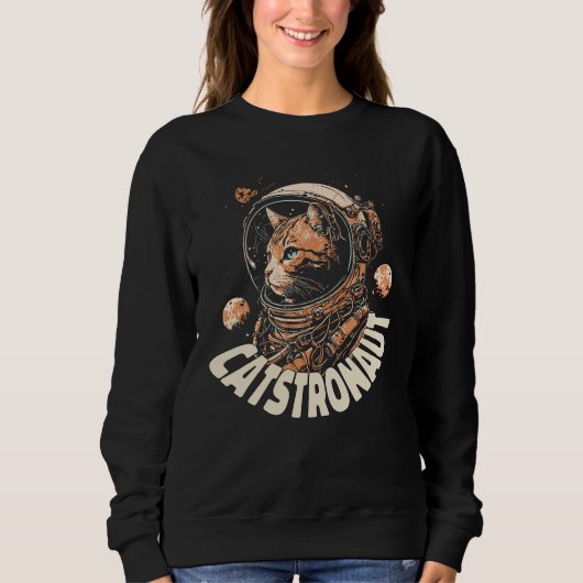 Space Adventure Catstronaut in Action cat Sweatshirt (Vorderseite)