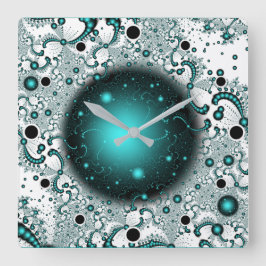 Space Adventure Fantasy Fraktal Art Quadratische Wanduhr
