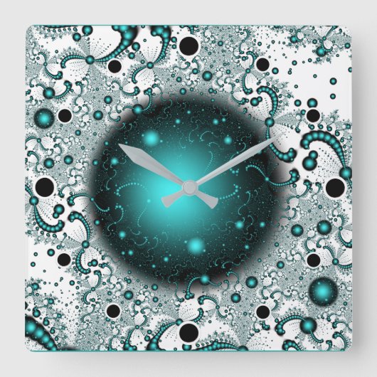 Space Adventure Fantasy Fraktal Art Quadratische Wanduhr (Vorderseite)