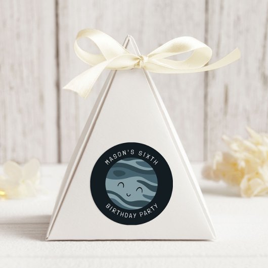 Space Adventure Playful Kids Birthday Cute Planet Runder Aufkleber