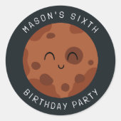 Space Adventure Playful Kids Birthday Cute Planet Runder Aufkleber (Vorderseite)