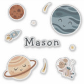 Space Adventure Playful Kids Birthday Party Aufkleber (Vorderseite)