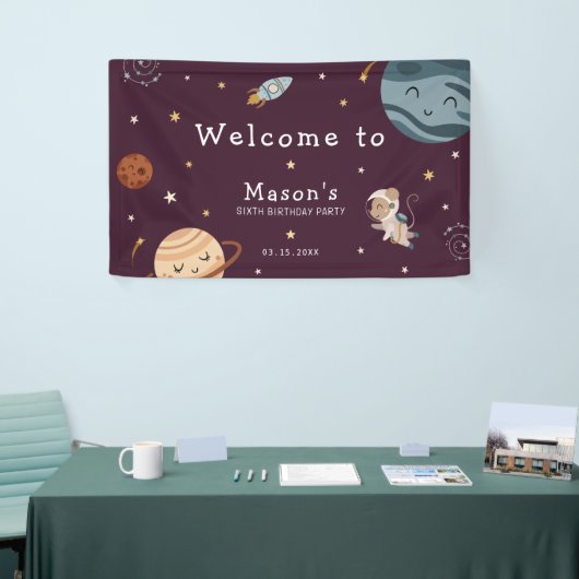Space Adventure Playful Kids Birthday Party Banner (Messeveranstaltung)