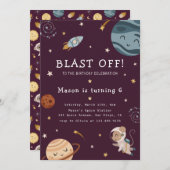 Space Adventure Playful Kids Birthday Party Einladung (Vorne/Hinten)
