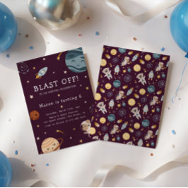 Space Adventure Playful Kids Birthday Party Einladung