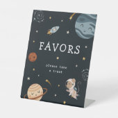 Space Adventure Playful Kids Birthday Party Favors Sockelschild (Vorderseite)