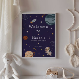 Space Adventure Playful Kids Birthday Party Poster