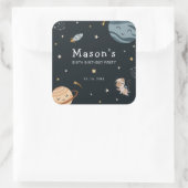 Space Adventure Playful Kids Birthday Party Quadratischer Aufkleber (Tasche)