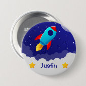 Space Adventure Rocket Design Button (Vorne & Hinten)