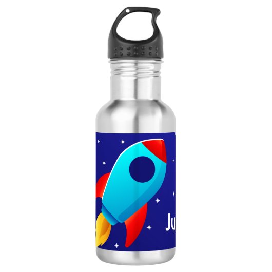 Space Adventure Rocket Design Edelstahlflasche (Vorderseite)