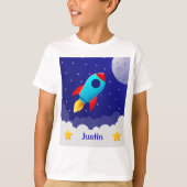 Space Adventure Rocket Design T-Shirt (Vorderseite)