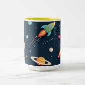 Space Adventure Rocket Kids Coffee Mug Zweifarbige Tasse (Mittel)