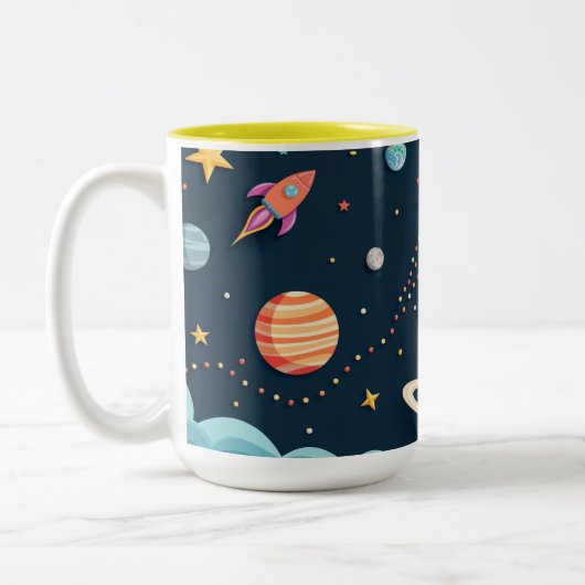 Space Adventure Rocket Kids Coffee Mug Zweifarbige Tasse (Links)