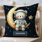 Space Adventure Teddy Bear Pillow Baby Boy Custom Kissen