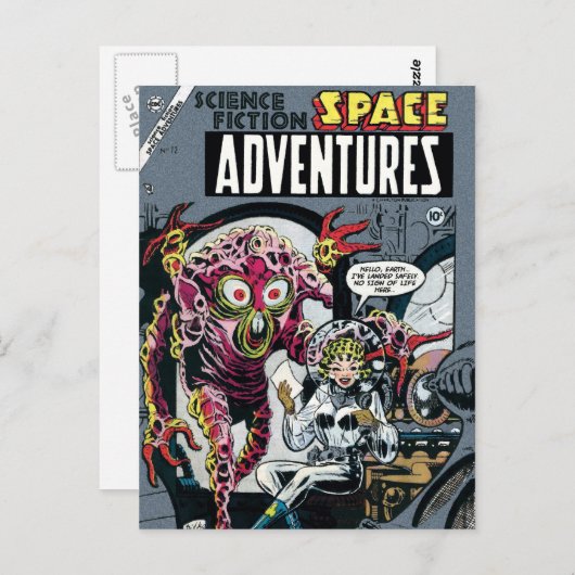 Space Adventures #12 Funny 50er Retro Sci Fi Comic Postkarte (Vorne/Hinten)