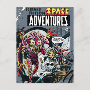 Space Adventures #12 Funny 50er Retro Sci Fi Comic Postkarte