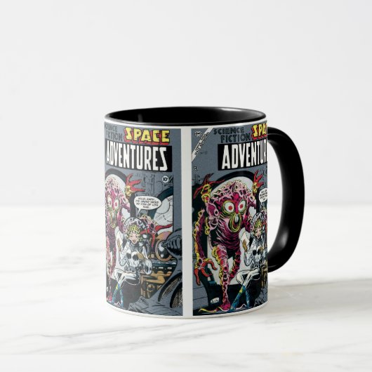 Space Adventures #12 Funny 50er Retro Sci Fi Comic Tasse (VorderseiteRechts)