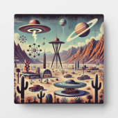 Space Age Alien Desert Invasion Fantasy Art Fotoplatte (Vorderseite)