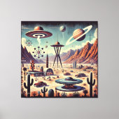 Space Age Alien Desert Invasion Fantasy Art Leinwanddruck (Vorderseite)
