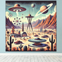 Space Age Alien Desert Invasion Fantasy Art Leinwanddruck