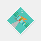 Space Age Cartoon House Cocktail Napkins Serviette (Ecke)