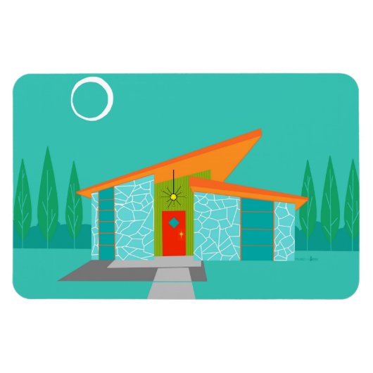 Space Age Cartoon House Flexible Magnet (Horizontal)
