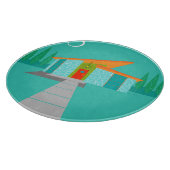Space Age Cartoon House Glass Cutting Board Schneidebrett (Ecke)