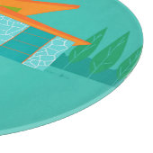 Space Age Cartoon House Glass Cutting Board Schneidebrett (Ecke)