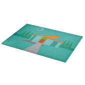 Space Age Cartoon House Glass Cutting Board Schneidebrett (Ecke)