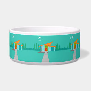 Space Age Cartoon House Keramik Dog Bowl Napf