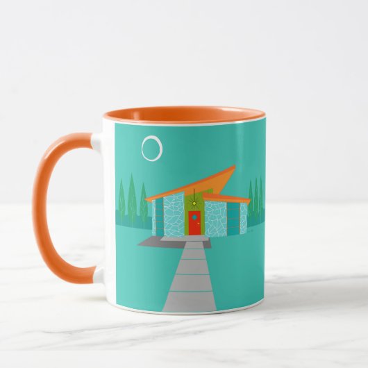 Space Age Cartoon House Ringer Tasse (Links)